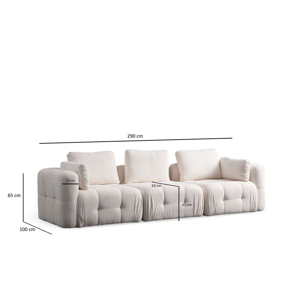 Amaris 3-sjedalna sofa - Bijela slika 13
