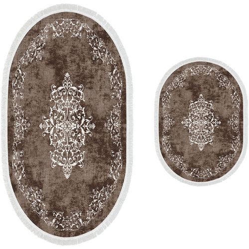 410616-O - Brown Brown Bathmat Set (2 Pieces) slika 2