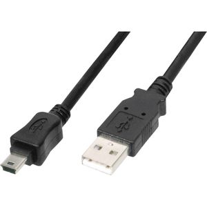 Digitus USB kabel USB 2.0 USB-A utikač, USB-Mini-B utikač 1.80 m crna s otg funkcijom AK-300108-018-S