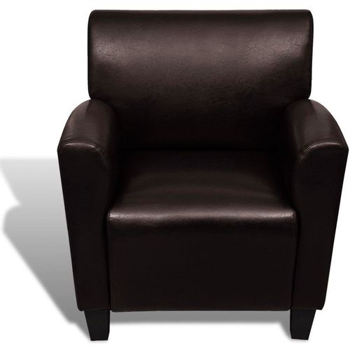 Fotelja od umjetne kože tamnosmeđa slika 10