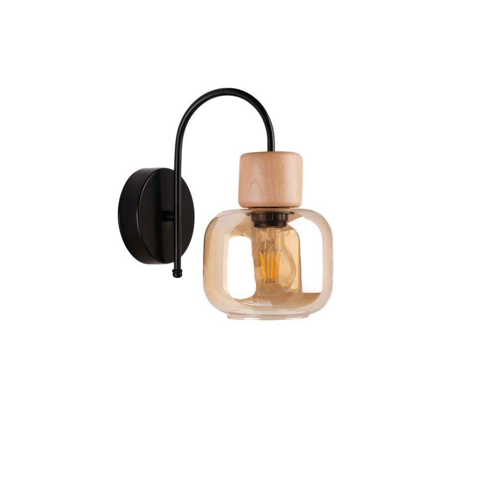 Opviq Zidna lampa 915, med, hrast, crna slika 2