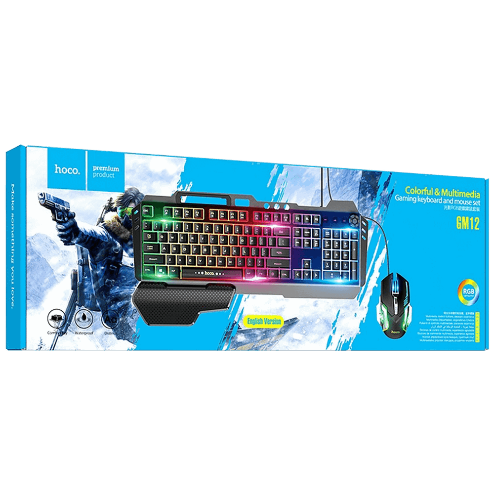 hoco. Tipkovnica+miš, gaming set, RGB osvjetljenje, USB - GM12 slika 2
