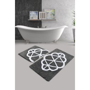 Sofya - Anthracite Multicolor Acrylic Bathmat Set (2 Pieces)