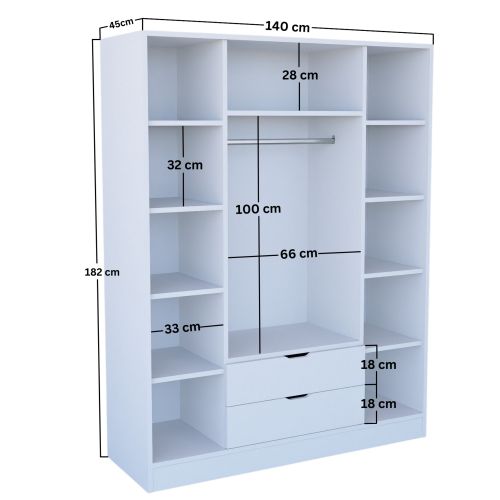 Duru 4 Door 1600-017 Matte White Wardrobe slika 6