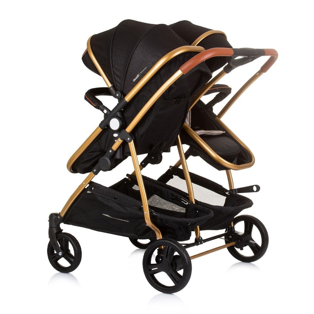 Chipolino Kolica za blizance Duo Smart Kbds02401Og, Obsidian/Gold slika 4