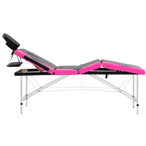 Sklopivi masažni stol s 4 zone aluminijski crno-ružičasti slika 27