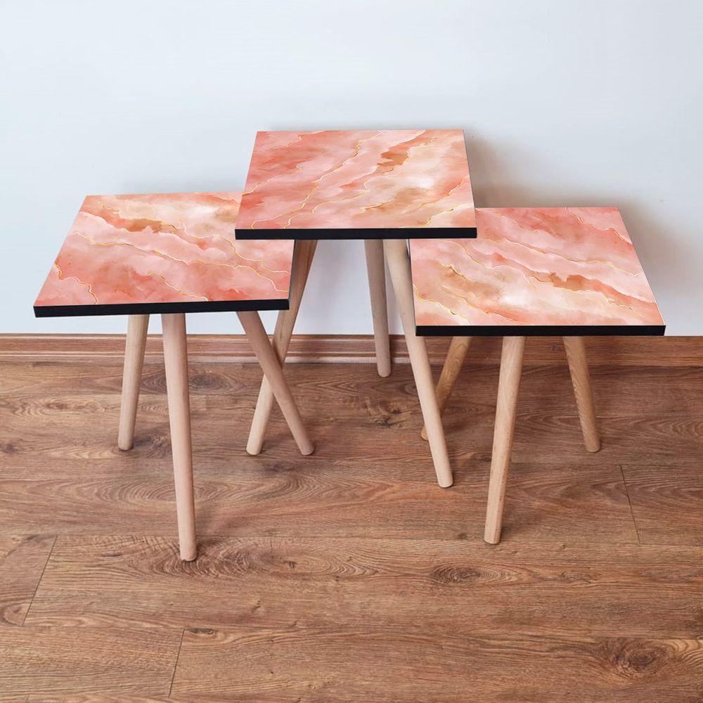 Nesting Table 3Shp218 - Set od 3 komada u boji lososa i zlata slika 1