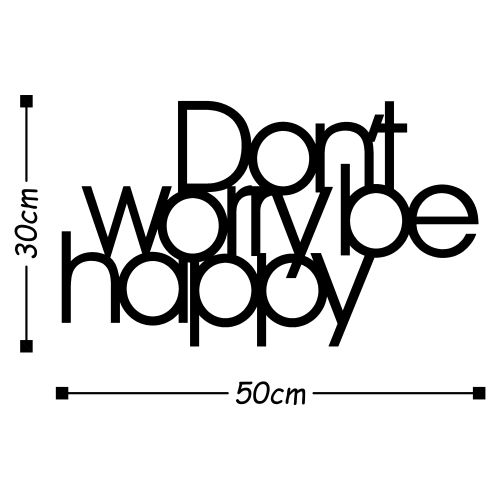 Wallity Metalna zidna dekoracija Dont Worry Be Happy - crna slika 3