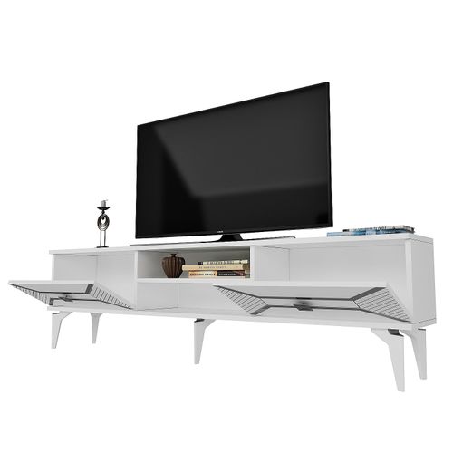 Woody Fashion Stalak za televizor, Yumedi - White, Silver slika 5