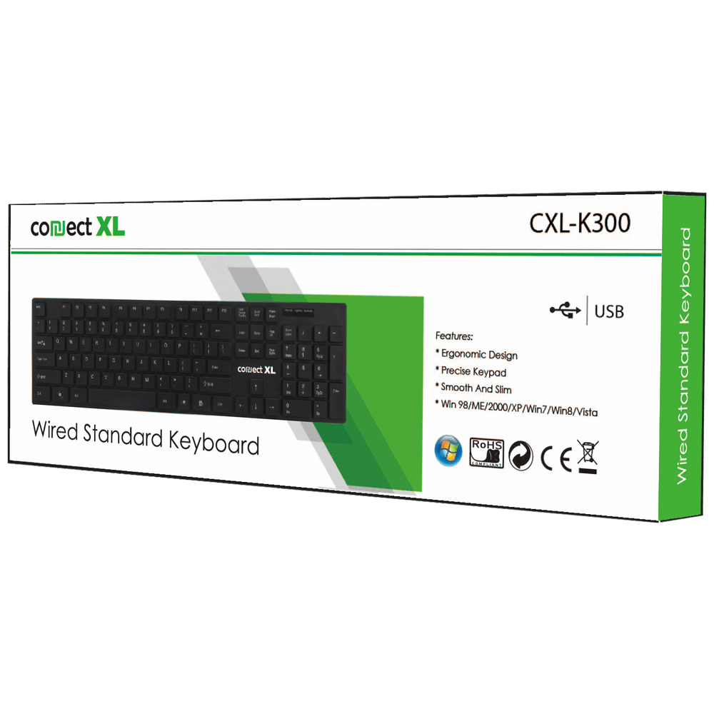 Connect XL Tastatura sa multimedijalnim tipkama, USB, SLIM, crna boja - CXL-K300 slika 2