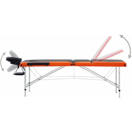 Sklopivi masažni stol s 3 zone aluminijski crno-narančasti slika 4
