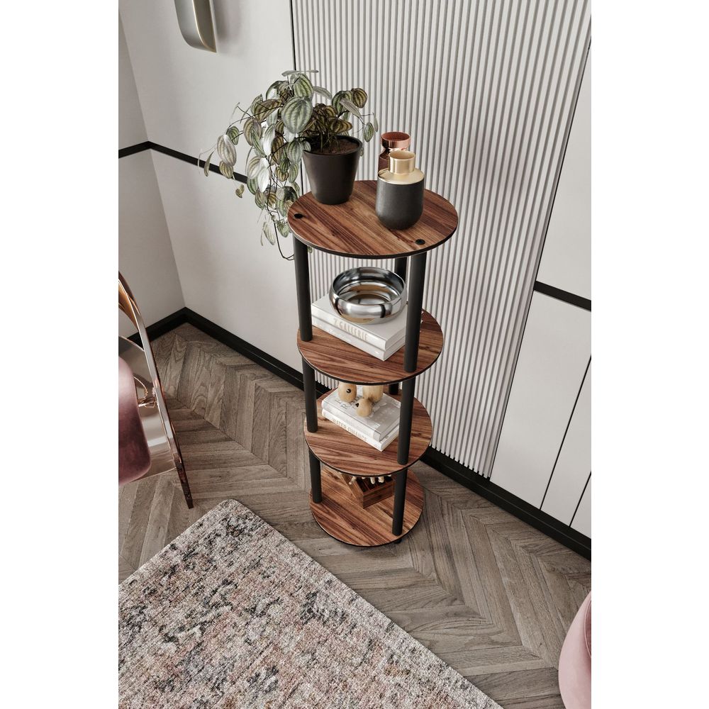  Bookshelf Bookcase 4 Layer Round, colour Walnut slika 3