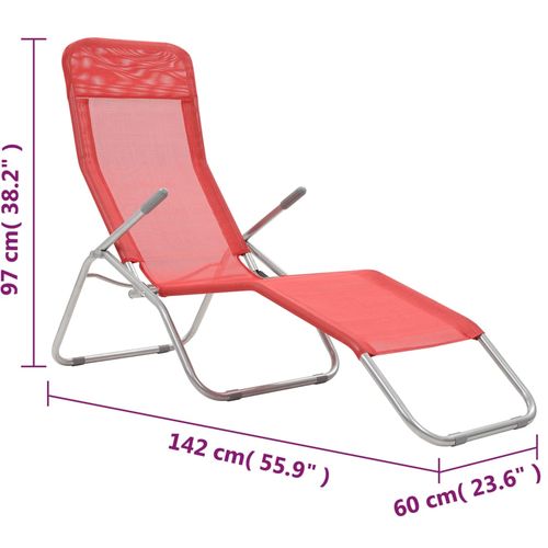 Sklopive ležaljke za sunčanje od tekstilena 2 kom crvene slika 40