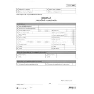 RNO REGISTAR NEPROFITNIH ORGANIZACIJA; Komplet 2 lista, 21 x 29,7 cm