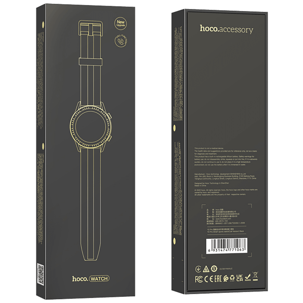 hoco. Sat pametni, Y2 Pro, 1.28" zaslon, Dual Bluetooth, IP68 slika 2