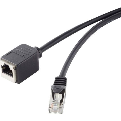 Renkforce  RF-4394124  RJ45  mrežni kabel, Patch kabel  cat 5e  F/UTP  0.50 m  crna  produžetak  sa zaštitom za nosić, pozlaćeni kontakti  1 St. slika 1