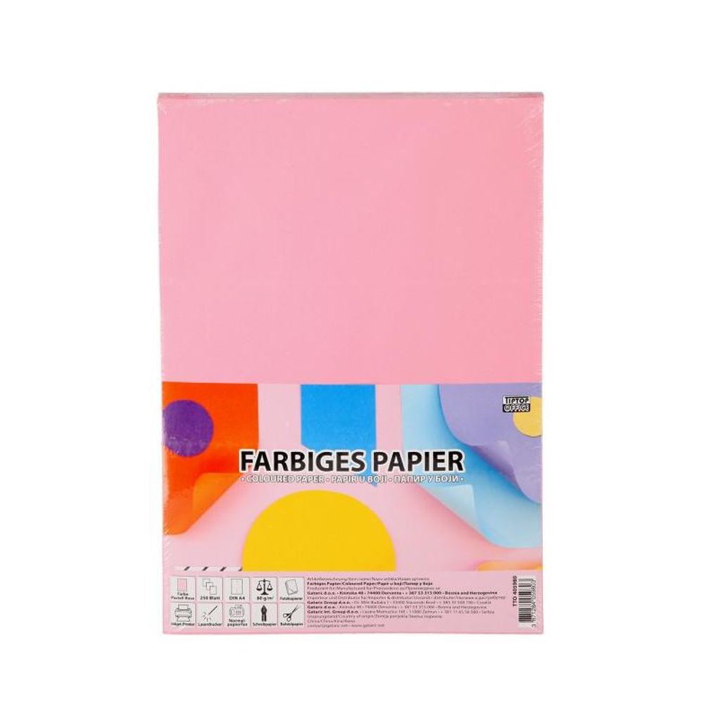 TipTop Office Papir u boji A4 250/1, pastel roza slika 1