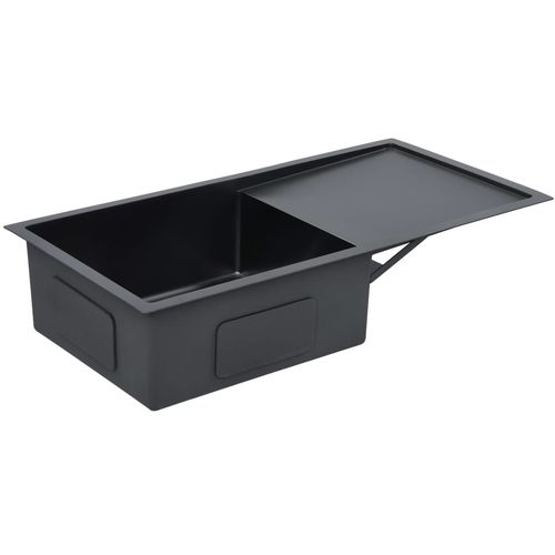 Ručno rađeni kuhinjski sudoper s cjedilom crni nehrđajući čelik slika 5