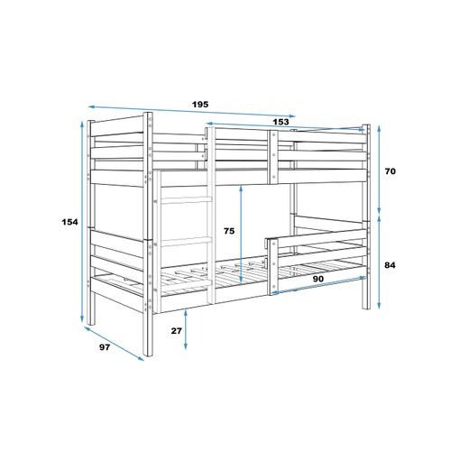 Drveni dječji krevet na kat Erik - svijetlo drvo - 190*90 cm slika 4