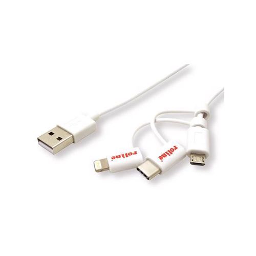 Secomp Roline USB 2.0 Charge &amp; Sync A micro B + 8 pin + C m/m 1.0m slika 1