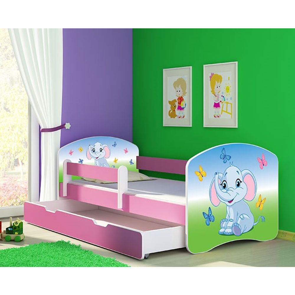 ACMA Dječiji krevet Acma II sa ladicom Pink - 140x70cm - Dezen 27 slika 1