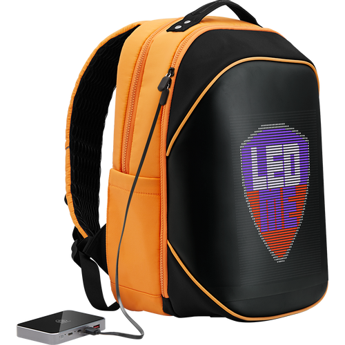 Prestigio LEDme MAX backpack, animated backpack with LED display, Nylon+TPU material, connection via bluetooth, Dimensions 42*31.5*20cm, LED display 64*64 pixels, orange color. slika 7
