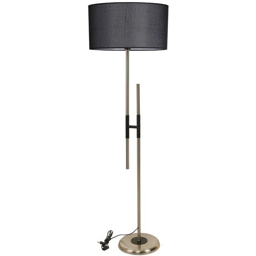 Felix Mat Krom Lambader Silindir Hasır Siyah Abajurlu Black Floor Lamp slika 2