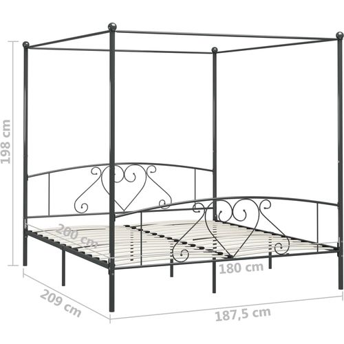 Okvir za krevet s nadstrešnicom sivi metalni 180 x 200 cm slika 5