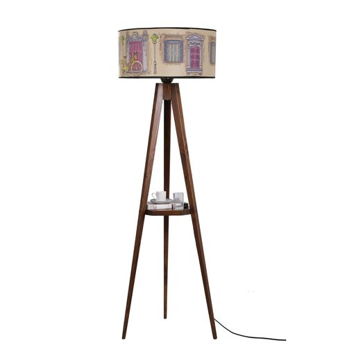 Sehbalı tripod lambader ceviz silindir 01 abajurlu Multicolor Floor Lamp slika 2