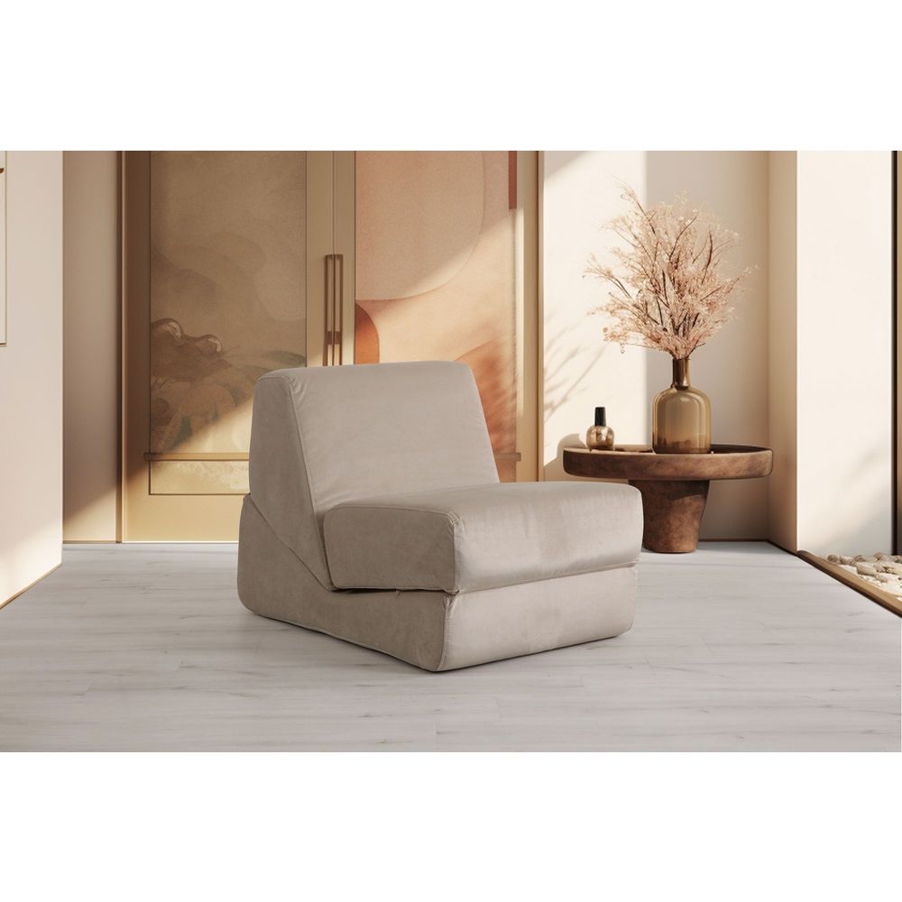 Jednosjed sofa na razvlačenje Origami - sjajna krema slika 1