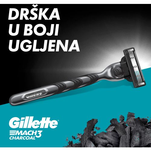 Gillette Mach3 Charcoal brijač + 2 britvice, 1 komad slika 2