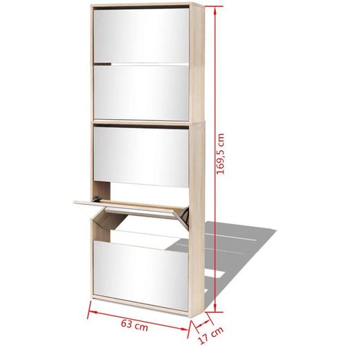 Ormarić za cipele s 5 razina i ogledalom boja hrasta 63x17x169,5 cm slika 1