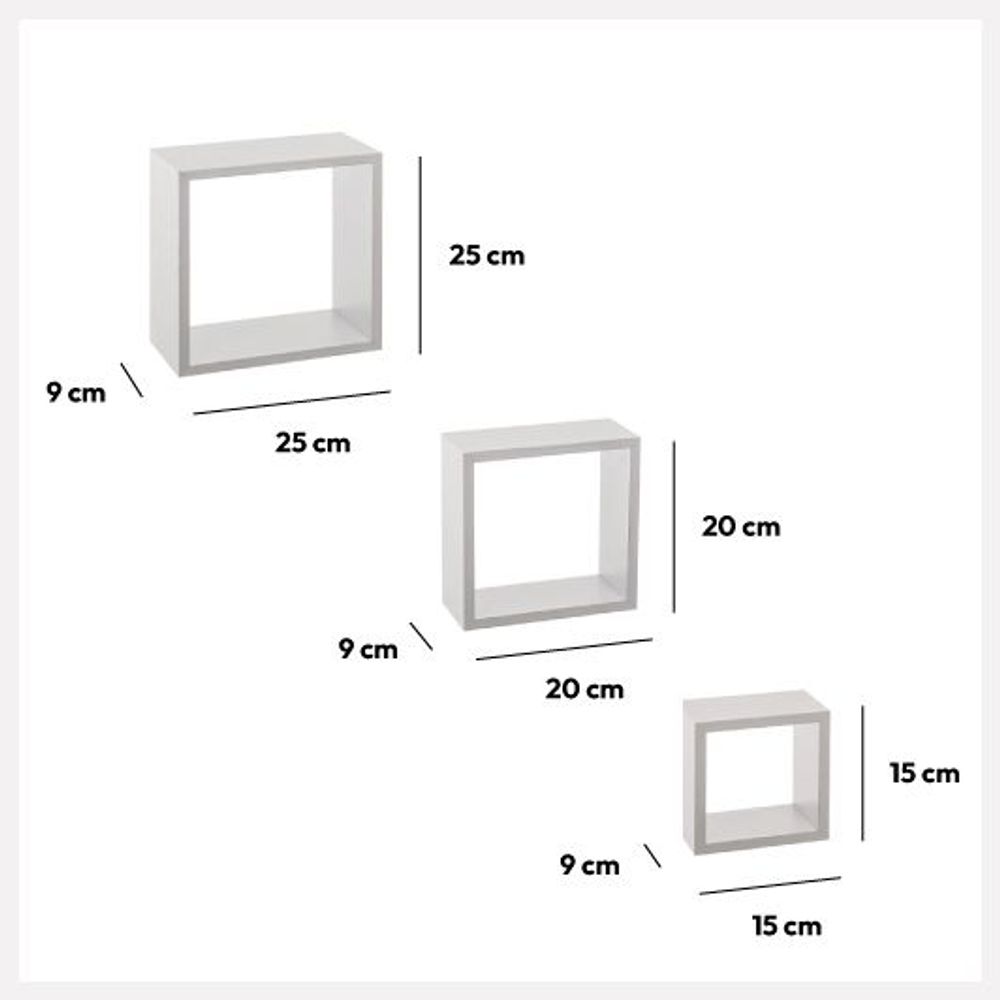 Five fixy set polica zidna 3kom kocka mdf bijela s slika 2