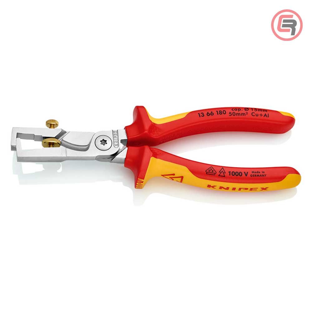 Knipex Kliješta Za Skidanje Izolacije StriX 180mm Sa Makazama Za Kablove 1000V - 13 66 180 slika 1