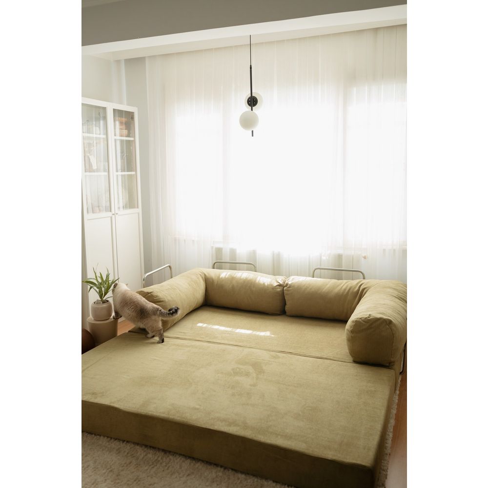 Nook - Khaki 3-sjedalni Sofa na Razvlačenje slika 7