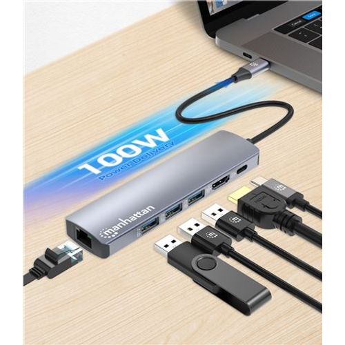 Manhattan USB-C PD 6-in-1 4K Multiport Hub slika 1