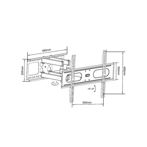 Alpha Support 30-70 big all around Nosač za TV/50kg/Tilt:-20 to+20/Rotac.90/VESA 600x400/7-47cm slika 4