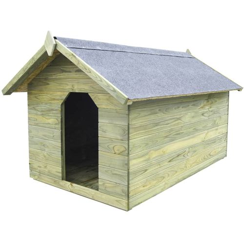 Vrtna kućica za pse od impregnirane borovine s pomičnim krovom slika 1
