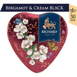 RICHARD Tea Royal Heart - Crni cejlonski čaj krupnog lista, sa bergamotom, vanilom, narandžom i laticama ruže u metalnoj kutiji, rinfuz 30g RED 110947