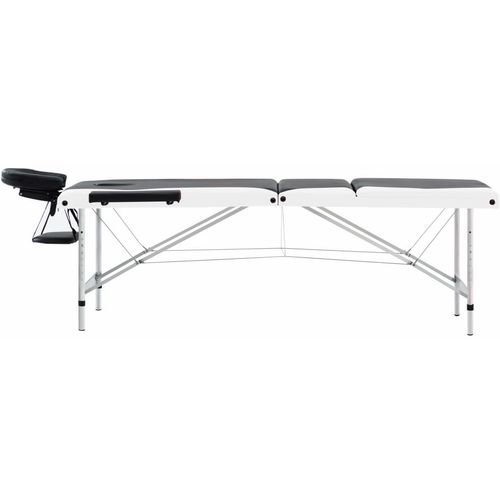 Sklopivi masažni stol s 3 zone aluminijski crno-bijeli slika 11