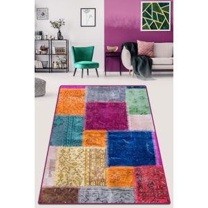 Color Stitch - Višenamjenski Tepih od Pamuka u Višebojnoj Kombinaciji (80 x 200 cm)