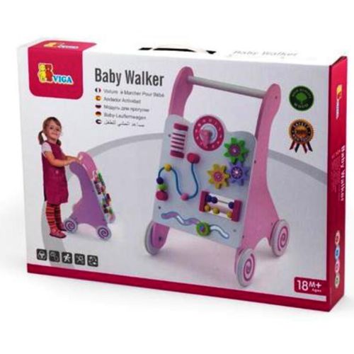 Viga Drvena guralica Baby Walker, Pink slika 1