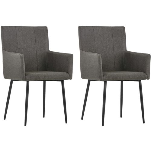 Blagovaonske stolice 2 kom smeđe-sive od tkanine slika 9