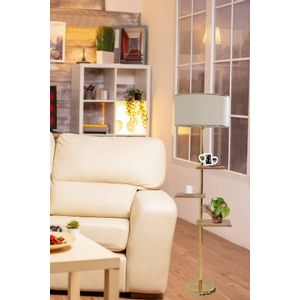 Moda Gold Lambader Silindir Finli Krem Erkametli Gold Floor Lamp