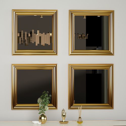 Woody Fashion Set ogledala (4 komada), Zlato, Loza - Gold slika 3
