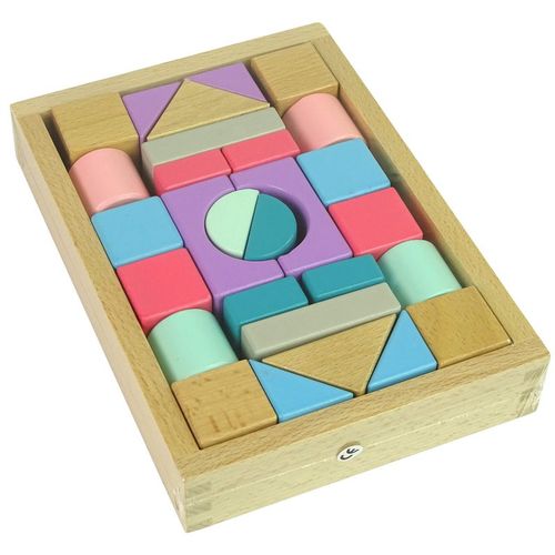 Montessori drveni set s blokovima pastelnih boja, 28 kom. slika 2