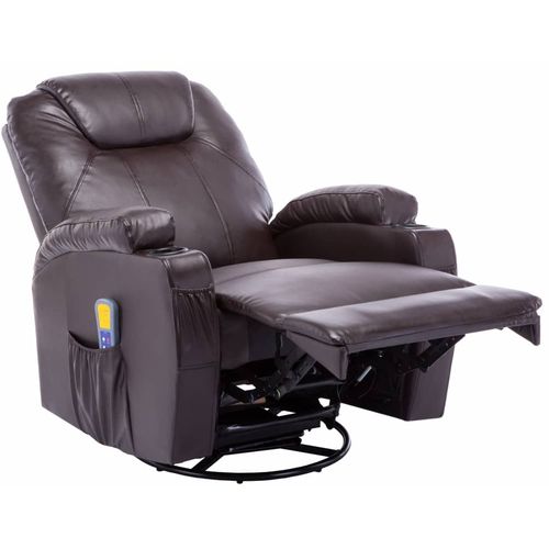 Električna ljuljajuća fotelja za masažu od umjetne kože smeđa slika 15