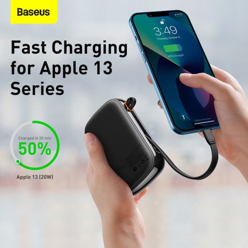 BASEUS POWER BANK 20000MAH QPOW PRO - USB + TYPE C - PD 20W SA LIGHTNING KABELOM (PPQD060201) CRNI slika 6