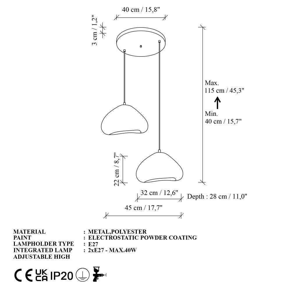 LORA 30-2-T-LUNA Luster - Bijela Boja slika 6