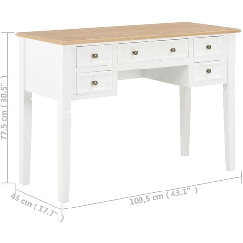 Pisaći stol bijeli 109,5 x 45 x 77,5 cm drveni slika 47